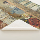 Rustieke  krant Patchwork Collage (9) Sherpa Deken (3/4)