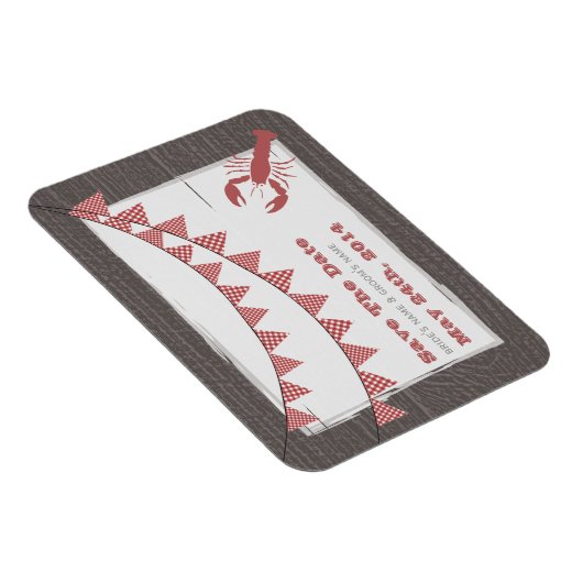 Rustieke kreeft & Gingham sparen de datum magneet (Rechterzijde)