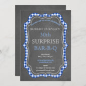 Rustieke krijt gingham verrassingsverjaardag BBQ u Kaart (Voorkant / Achterkant)