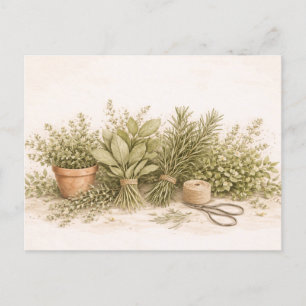 Rustieke Kruidenbos Botanische Aquarel Stilleven Briefkaart