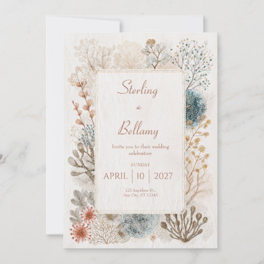 Rustieke Kust Folk Art Wedding Kaart (Voorkant)