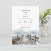 Rustieke Kust Houten Boardwalk Art Beach Bruiloft Kaart (Staand voorkant)