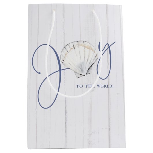 Rustieke Kust Kerstmis Seashell Joy Medium Cadeauzakje (Voorkant)