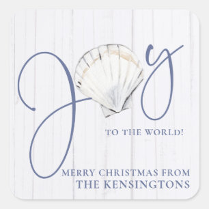 Rustieke Kust Kerstmis Seashell Joy Vierkante Sticker