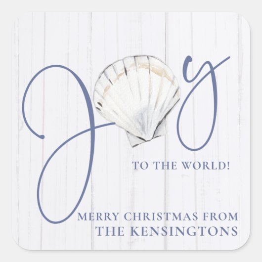 Rustieke Kust Kerstmis Seashell Joy Vierkante Sticker (Voorkant)