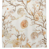 Rustieke Kust - Zeeschelpen, Zeesterren, Rif (14) Douchegordijn (Voorkant)