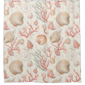 Rustieke Kust - Zeeschelpen, Zeesterren, Rif (16) Douchegordijn (Voorkant)