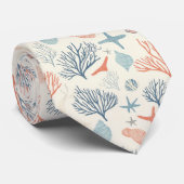 Rustieke Kust - Zeeschelpen, Zeesterren, Rif (35) Stropdas (Opgerold)