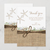 Rustieke Kust Zeester Jute Bruiloft Bedankje Kaart (Voorkant / Achterkant)