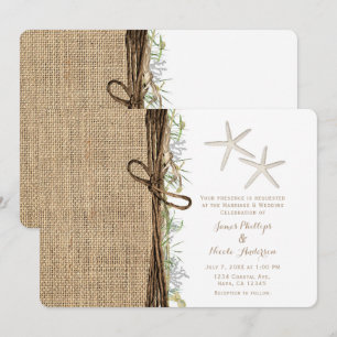 Rustieke Kustlijn Strand Zeester Jute en Groene Ti Kaart