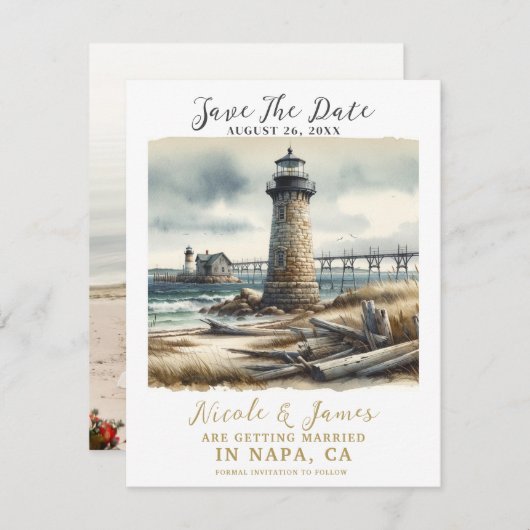 Rustieke Kustvuurtoren Kustkust Kustkust Seizoen S Kaart (Voorkant / Achterkant)