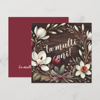 rustieke "La Mulți Ani" Floral Feestdagenkaart