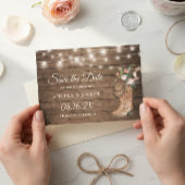 Rustieke laarzen Floral String Lights Bruiloft Save The Date