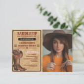 Rustieke laarzen Western Cowboy Afstuderen Kaart (Staand voorkant)