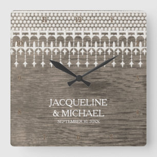 Rustieke Lace Fence Board Script Typografie Vierkante Klok