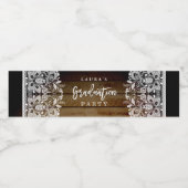 Rustieke Lace Graduation Party Waterfles Label Etiket (Enkel label)