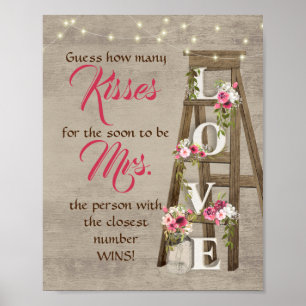 Rustieke Ladder Bloemendecoratie Poster