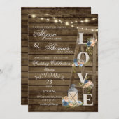 Rustieke Ladder en Lichten  Blauw Liefde Bruiloft Kaart (Voorkant / Achterkant)