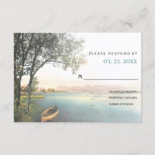 Rustieke Lakeside Landschap Wedding Event RSVP Kaartje
