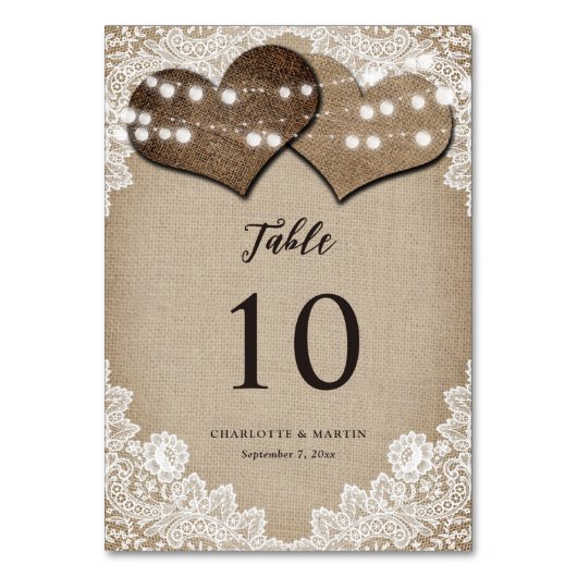  rustieke land Burlap en kant bruiloft Kaart (Achterkant)