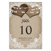  rustieke land Burlap en kant bruiloft Kaart (Voorkant)