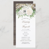 Rustieke land chique witte bloemen bruiloft progra programma (Voorkant / Achterkant)