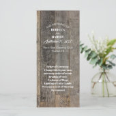 rustieke land houtnerf schuur bruiloft programma's (Staand voorkant)