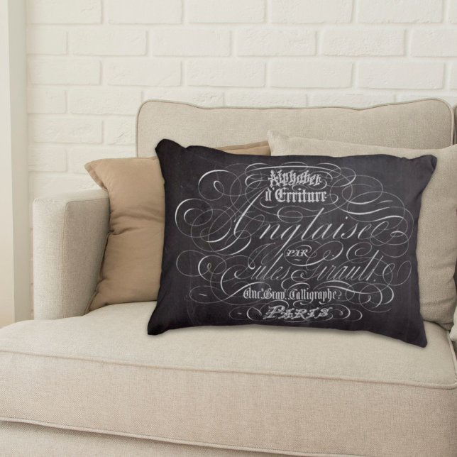  rustieke land krijtbord Franse scripts Accent Kussen (vintage rustic country chalkboard French Scripts Accent Pillow)