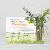 Rustieke land liefde boom bruiloft uitnodigingen (Staand voorkant)