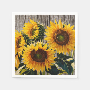 Rustieke Land Zonnebloemen op Barnboard Print Servet