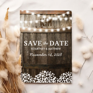 Rustieke landelijke Baby's adem Save the Date Kaar Kaart