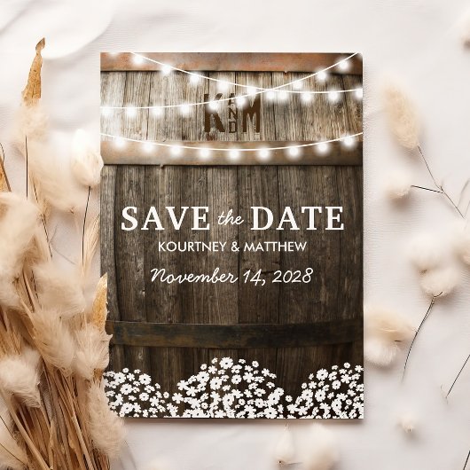 Rustieke landelijke Baby's adem Save the Date Kaar Kaart