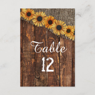 Rustieke landelijke houten & jute tafel nummers vo kaart