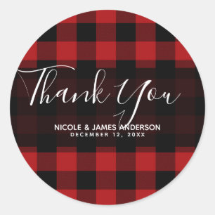 Rustieke Landelijke Rood Zwarte Buffalo Plaid Mode Ronde Sticker