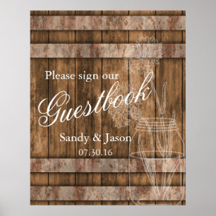Rustieke landelijke schuur houten gastenboek poster