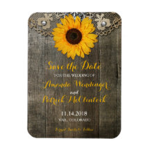 Rustieke landelijke zonnebloem save the date magne