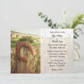 Rustieke landomheining en Hoefijzer bruiloft uitno Kaart (Staand voorkant)