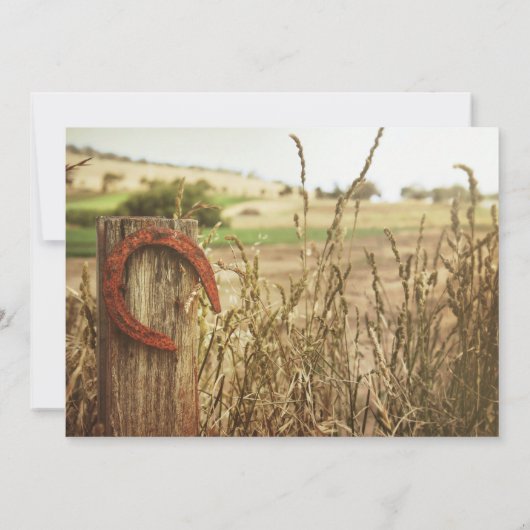 Rustieke landomheining en Hoefijzer bruiloft uitno Kaart (Achterkant)