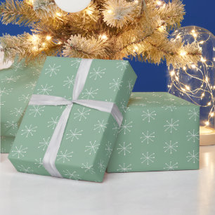 Rustieke landsneeuw op groen cadeaupapier