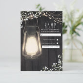 Rustieke Lantaarn Baby's Breath & Lichten Trouw RS RSVP Kaartje (Staand voorkant)