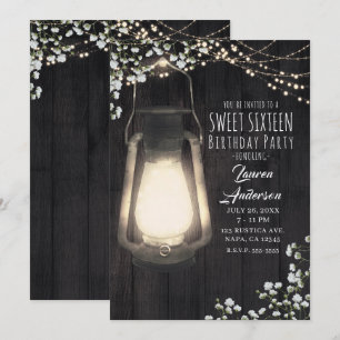 Rustieke Lantaarn Baby's Breath Lichtjes Zoete 16 Kaart