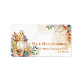 Rustieke Lantaarn Geel Bloemen Fall Trouwadres Etiket (Voorkant)