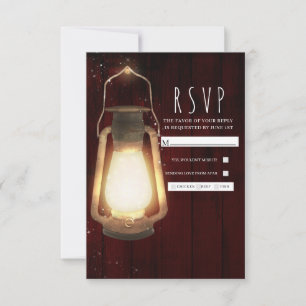Rustieke Lantaarn Lichtjes Kersen Hout Trouw RSVP Kaartje