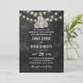 Rustieke Lantaarn & String Lights Chalkboard bruil Kaart (Staand voorkant)