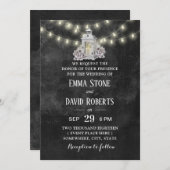 Rustieke Lantaarn & String Lights Chalkboard bruil Kaart (Voorkant / Achterkant)