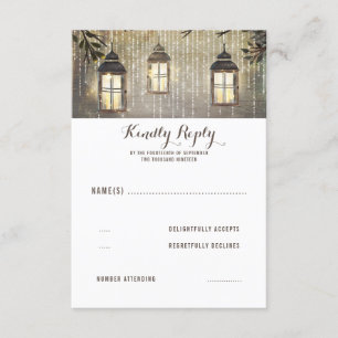 Rustieke Lantaarns Land Bruiloft RSVP Kaartje