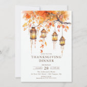 Rustieke Lanters & Herfstbladeren Thanksgiving Kaart (Voorkant)