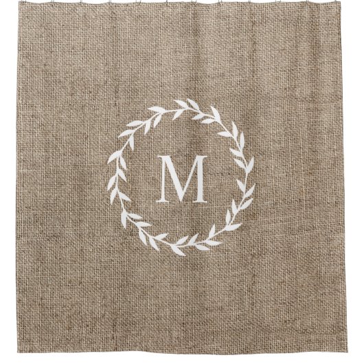Rustieke Laurel Krans Boerderij Stijl Burlap Douch Douchegordijn (Voorkant)