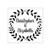 Rustieke Laurel krans | Simple Wedding Script Naam Rubberstempel (Afrduk)