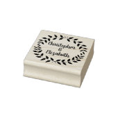Rustieke Laurel krans | Simple Wedding Script Naam Rubberstempel (Stempel)